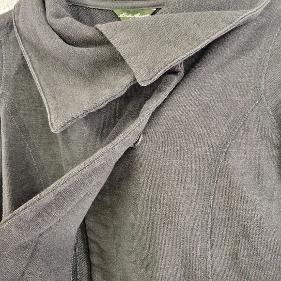 Eddie Bauer Wrap Sweater Size L Gray Cardigan One Button Knit Outdoor Casual - Picture 6 of 11